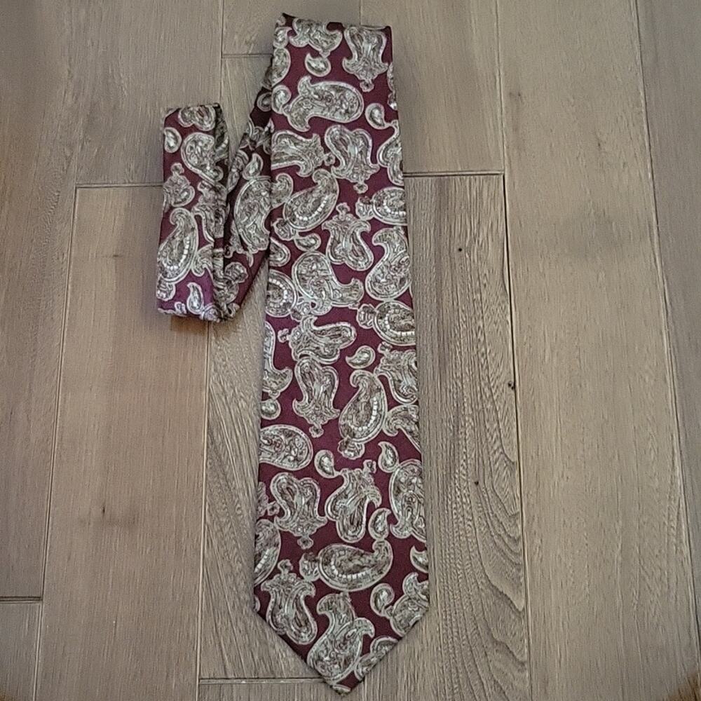 Men's Ermenegildo Zegna red gold paisley‎ silk neck tie